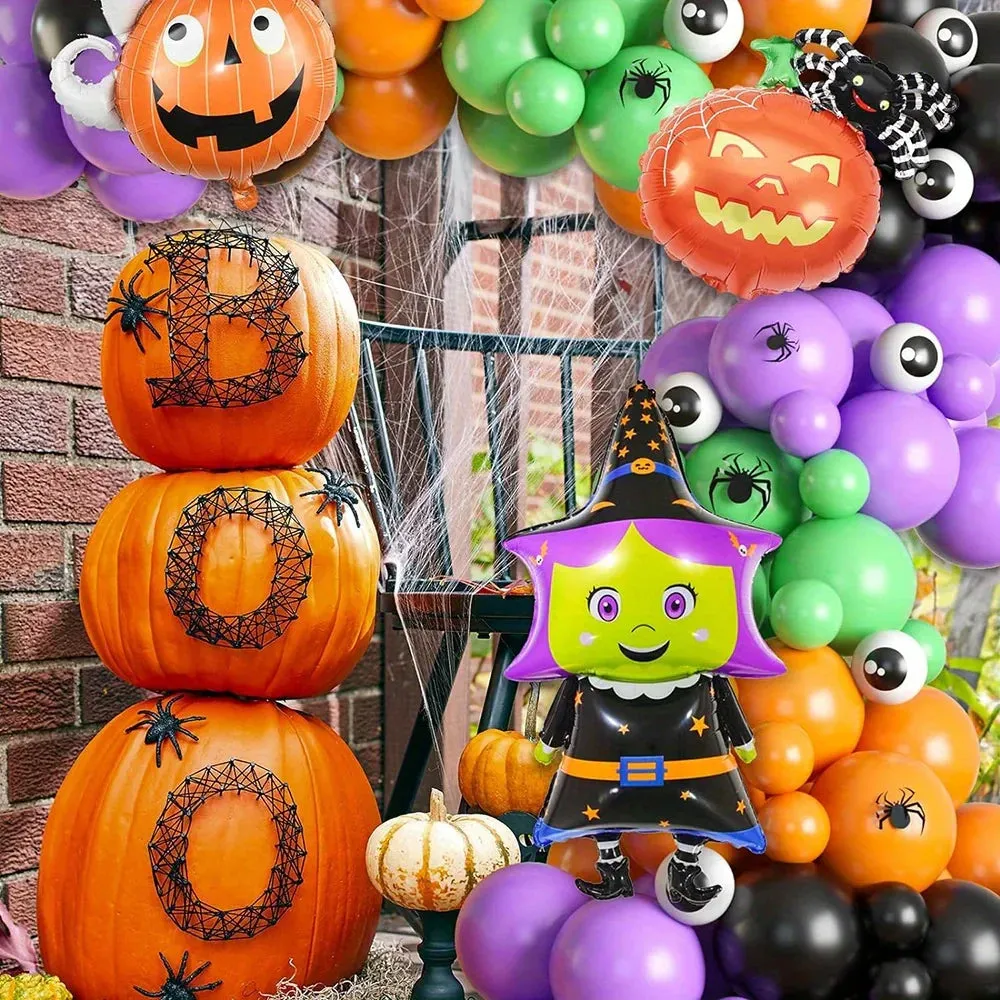 150Pcs Halloween Balloon Garland Set Of Pumpkin Foil Balloons For Scary Party Decorations Birthdays Anniversaries And More