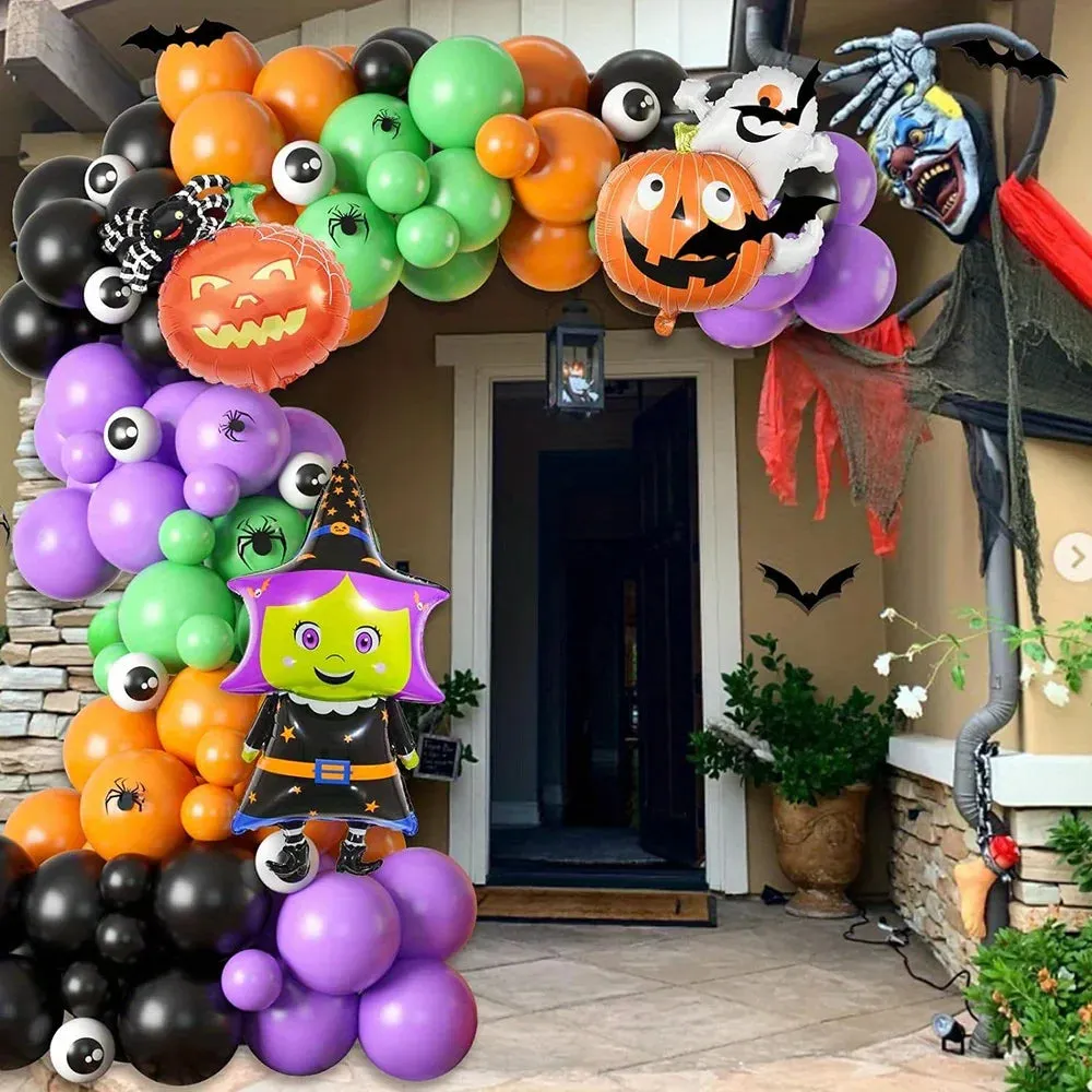 150Pcs Halloween Balloon Garland Set Of Pumpkin Foil Balloons For Scary Party Decorations Birthdays Anniversaries And More