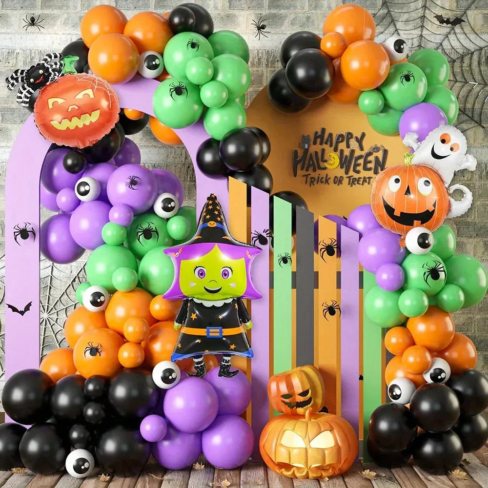 150Pcs Halloween Balloon Garland Set Of Pumpkin Foil Balloons For Scary Party Decorations Birthdays Anniversaries And More