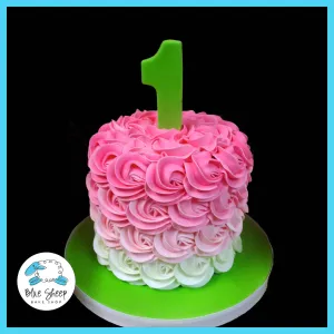 1st Birthday Pink Rosette Smash Cake