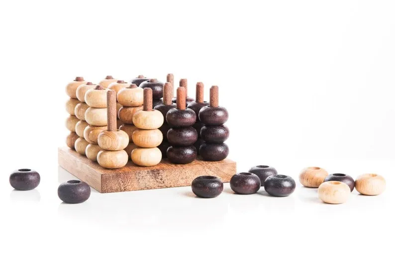 4 in a Row Game | 3D Handmade Wooden Connect Four Board