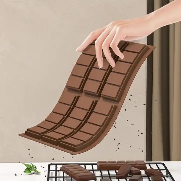 (5 PCS) YH913 Silicone Chocolate Bar Mold | BPA-Free, Heat-Resistant, Non-Stick Baking Tray, Measures 25.8 cm x 17 cm x 1.5 cm