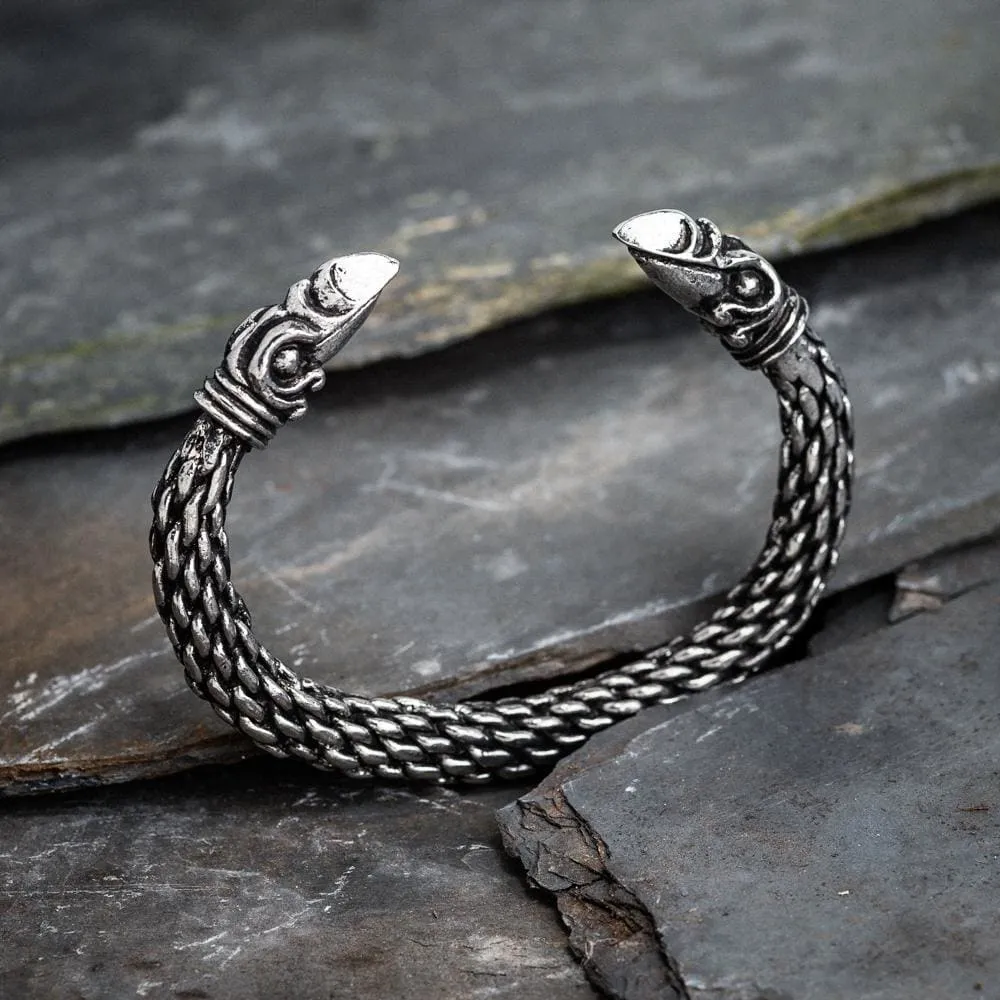 Extra Large Pewter Odin's Raven Bracelet - Handcrafted in the UK