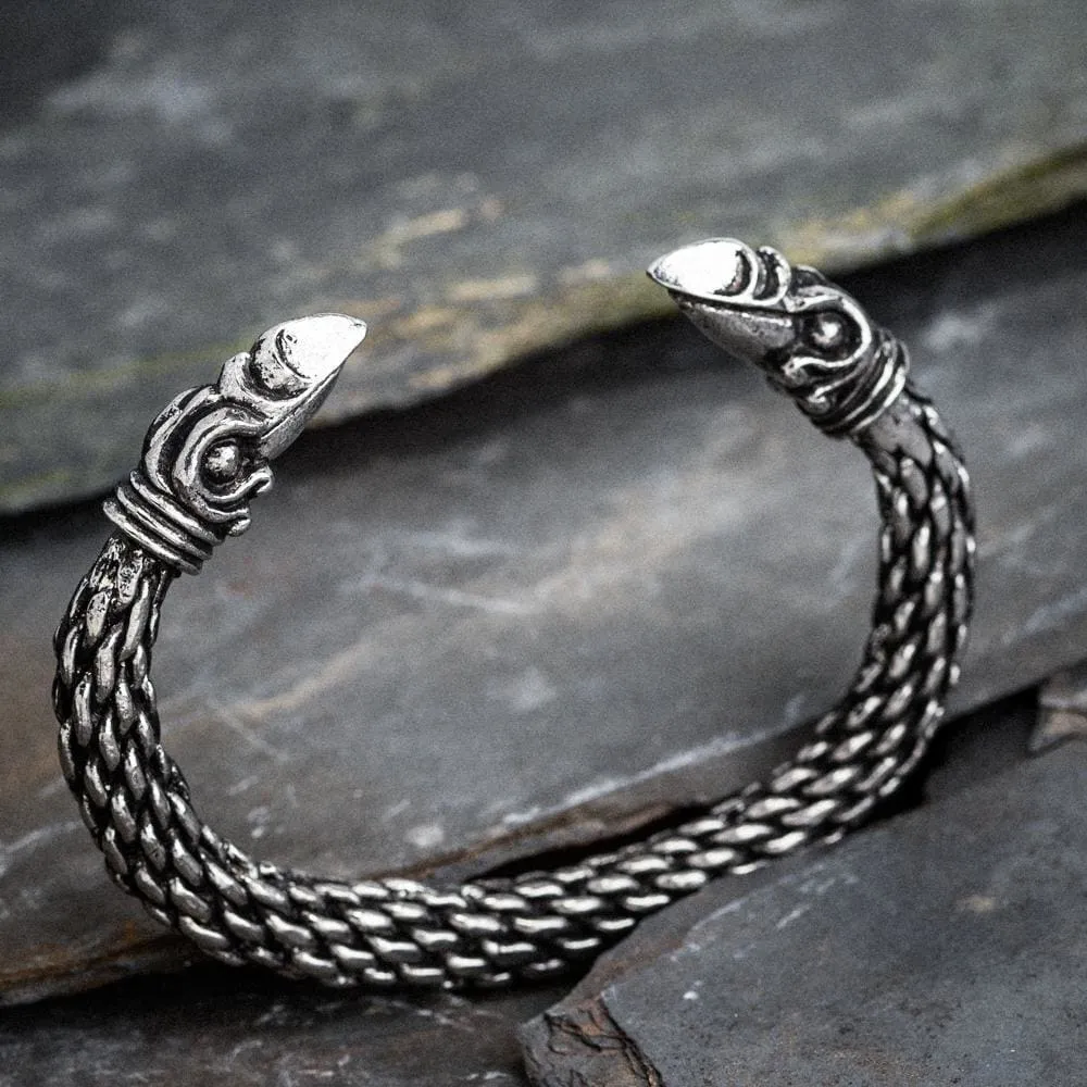 Extra Large Pewter Odin's Raven Bracelet - Handcrafted in the UK