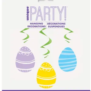 Gingham Easter Eggs Hanging Swirl Decorations