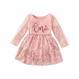 Girls First Birthday Party Romper Dress - Lace