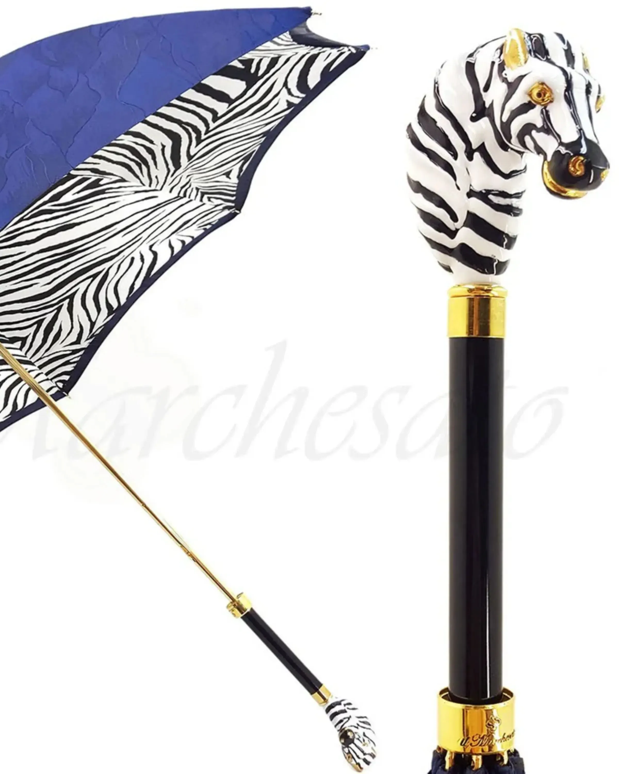 il Marchesato Amazing Zebra Umbrella Enamel on 24K gold