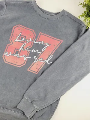 June & Co Designs, 87 Loving him was Red Premium Comfort Crewneck Sweaters