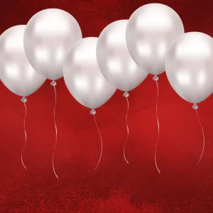Metallic White Color Balloon (Pack of 25) for Birthday Parties & Decoration