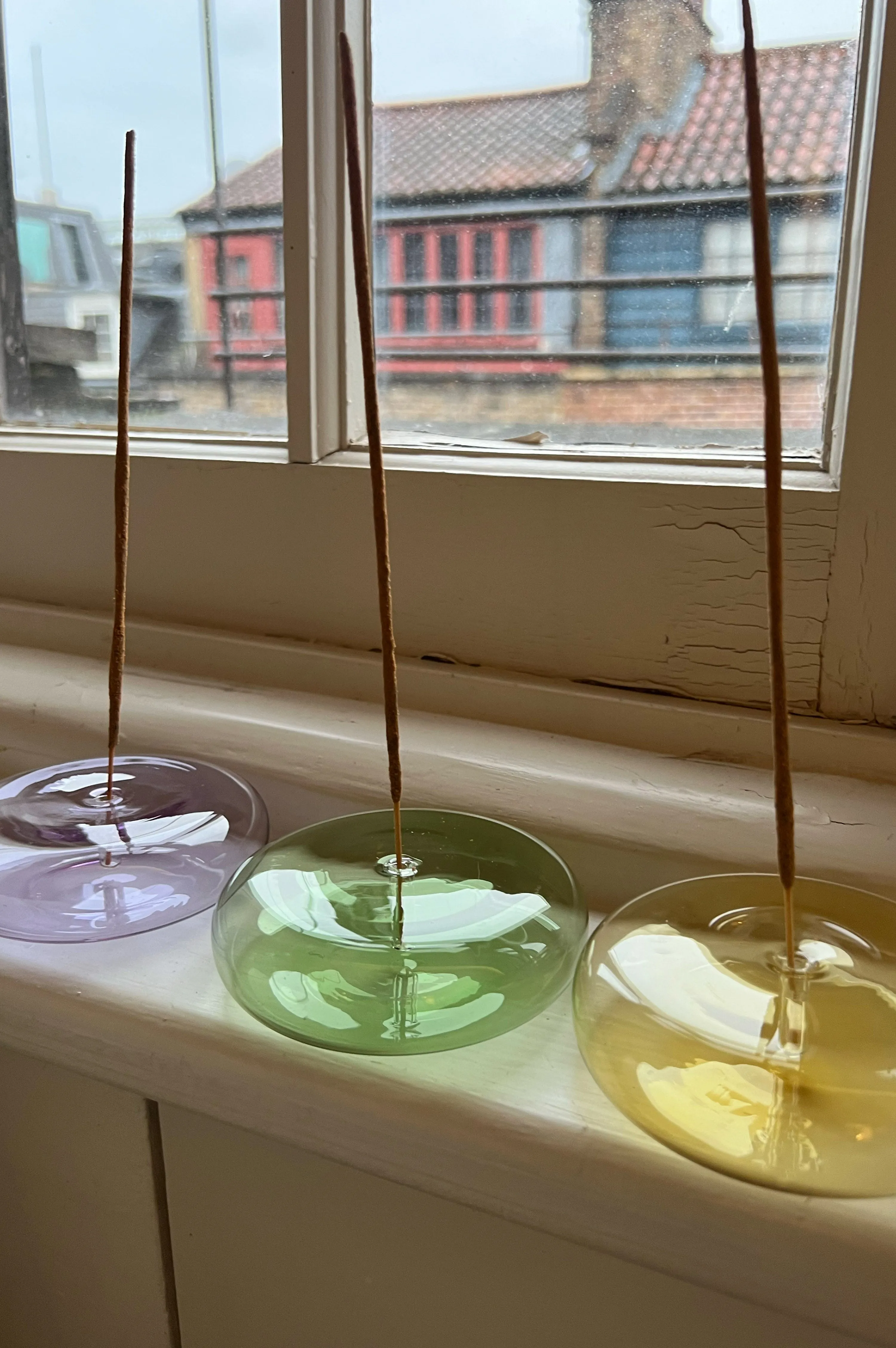 MGEN Lavender Dimple Hand Blown Glass Incense Holder