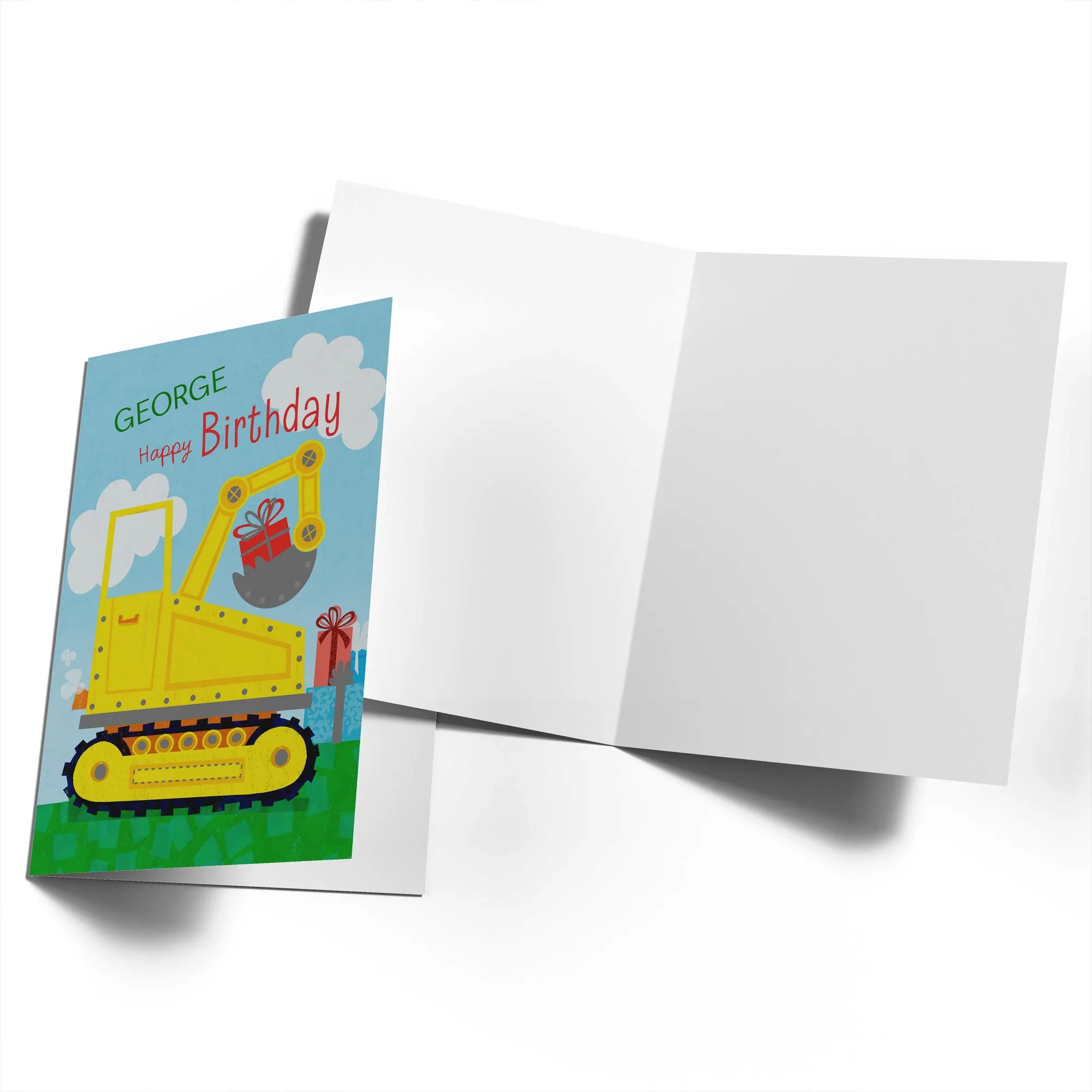 Personalised Brother Happy Birthday Digger Birthday Card