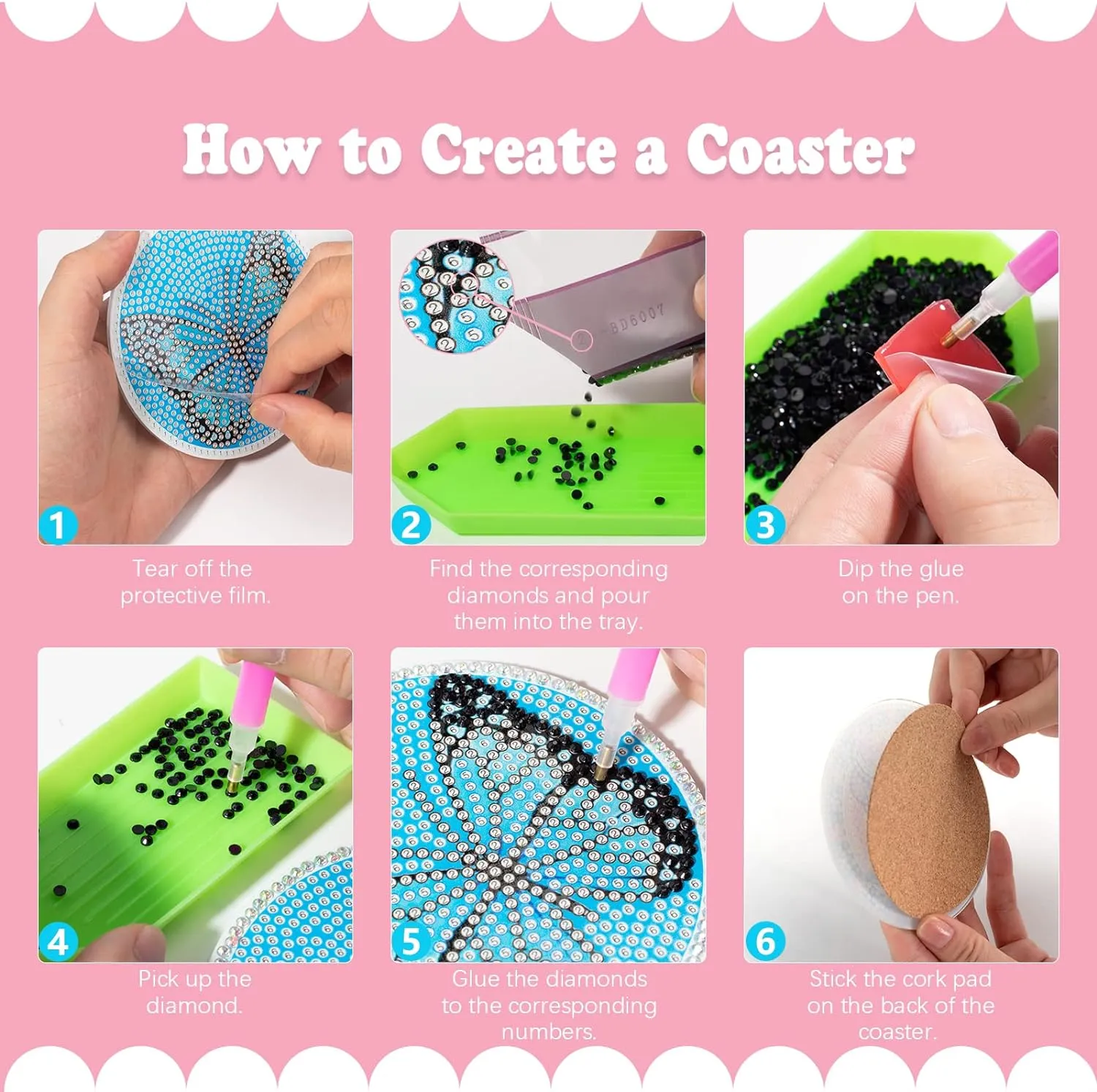 Poppy Crafts Diamond Coaster Kit - Butterflies