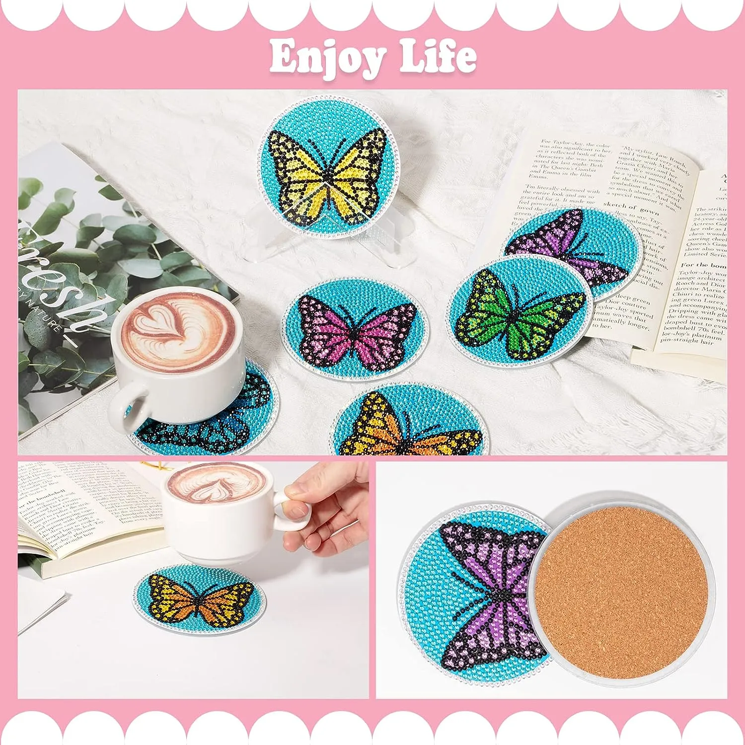 Poppy Crafts Diamond Coaster Kit - Butterflies