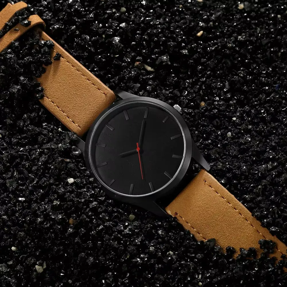"Men's Sport Watch with PU Leather Strap - Quartz Wristwatch for Men"