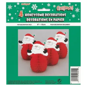 Santa Mini Honeycomb Standing Decorations 4 Pack