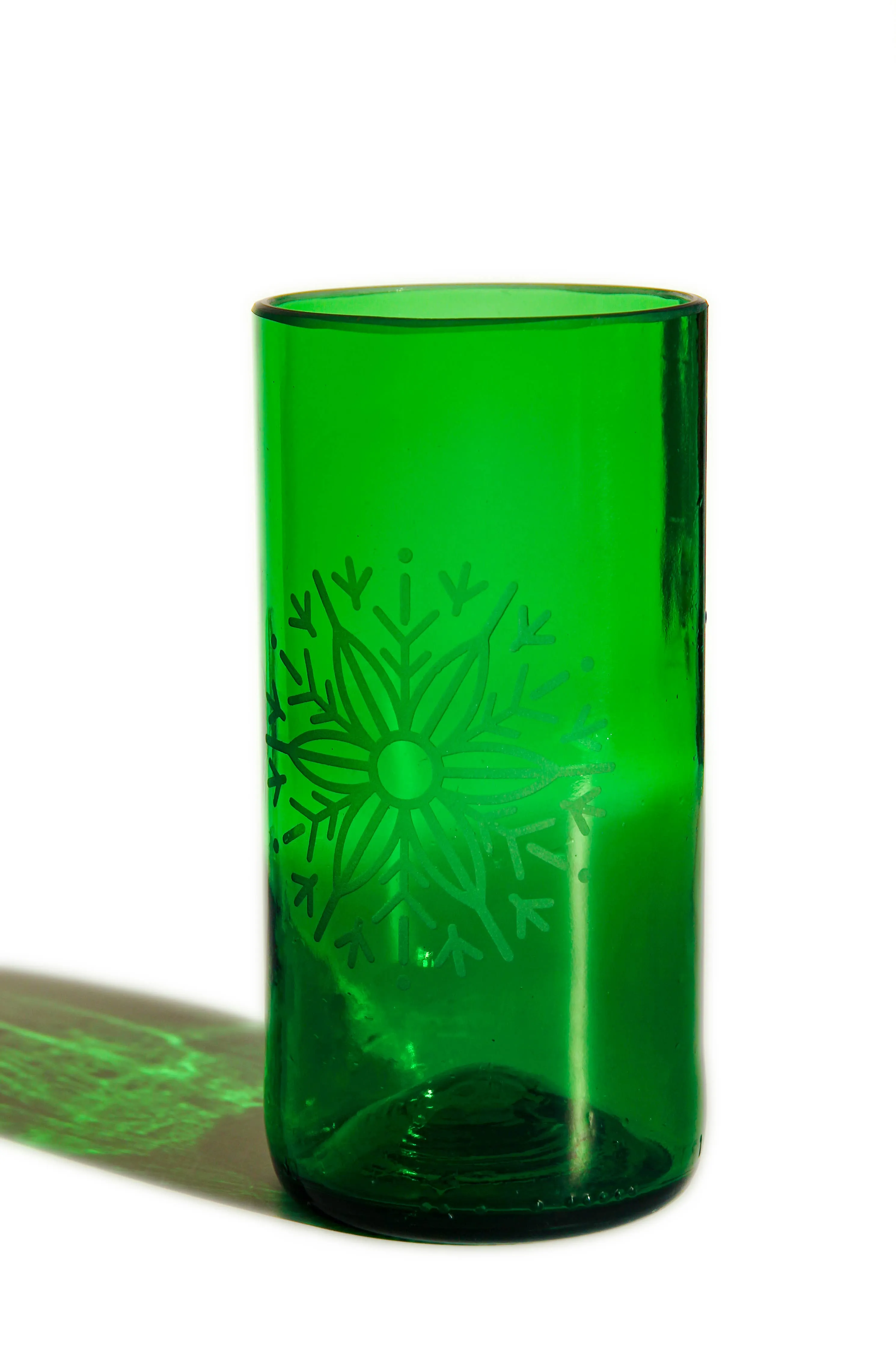 Snowflake Upcycled Drinking Glasses 2 Pack - 12 Ounces