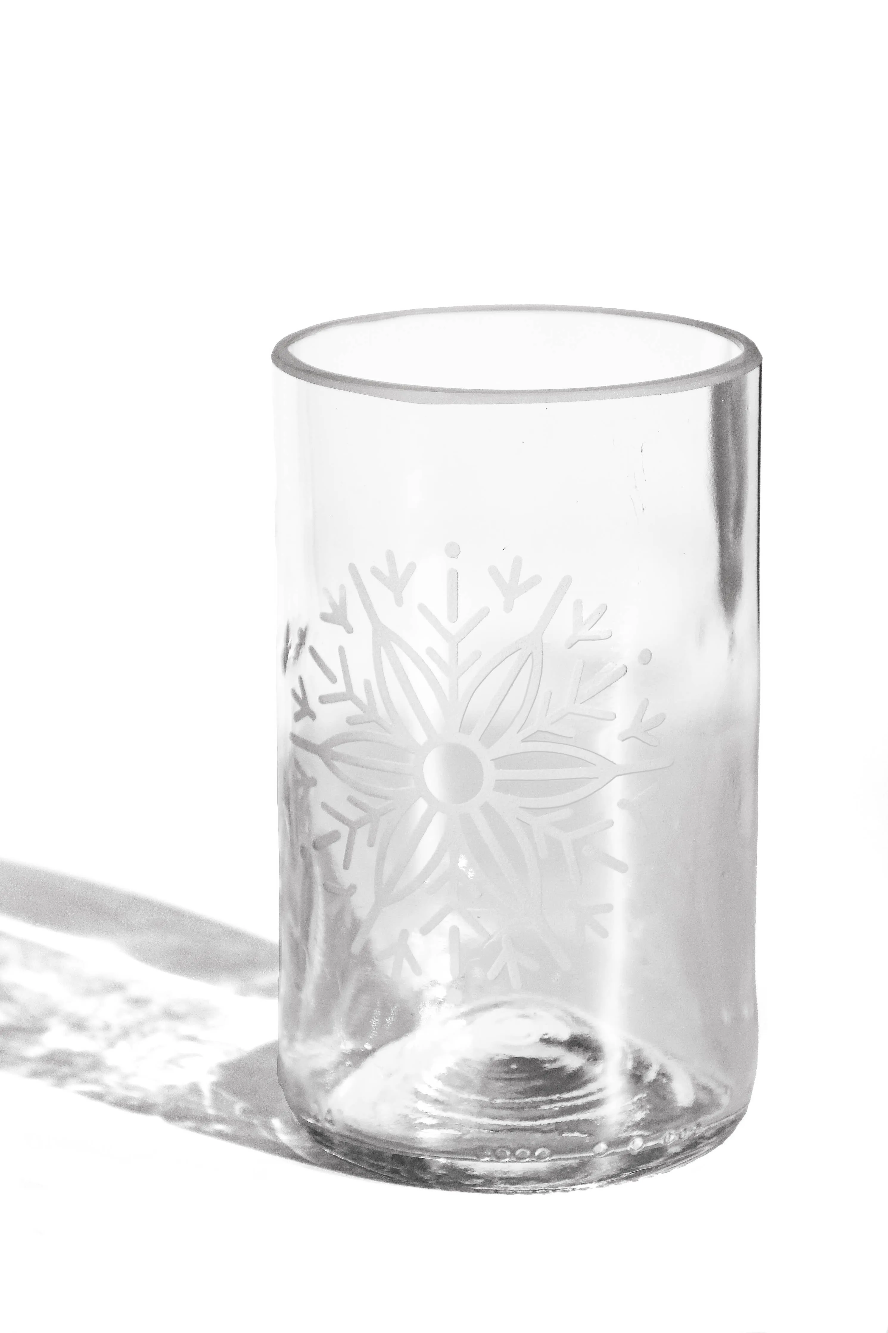 Snowflake Upcycled Drinking Glasses 2 Pack - 12 Ounces
