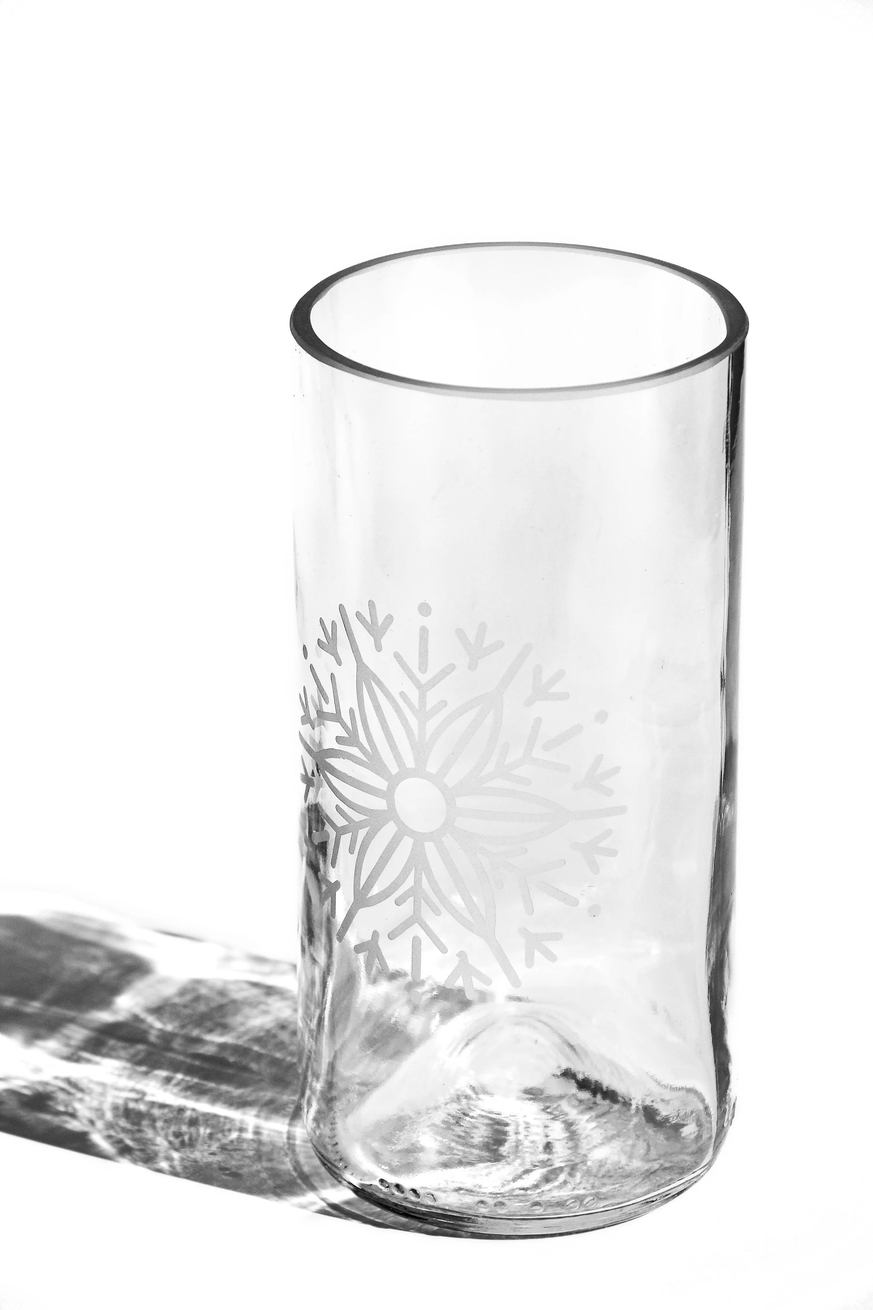 Snowflake Upcycled Drinking Glasses 2 Pack - 12 Ounces