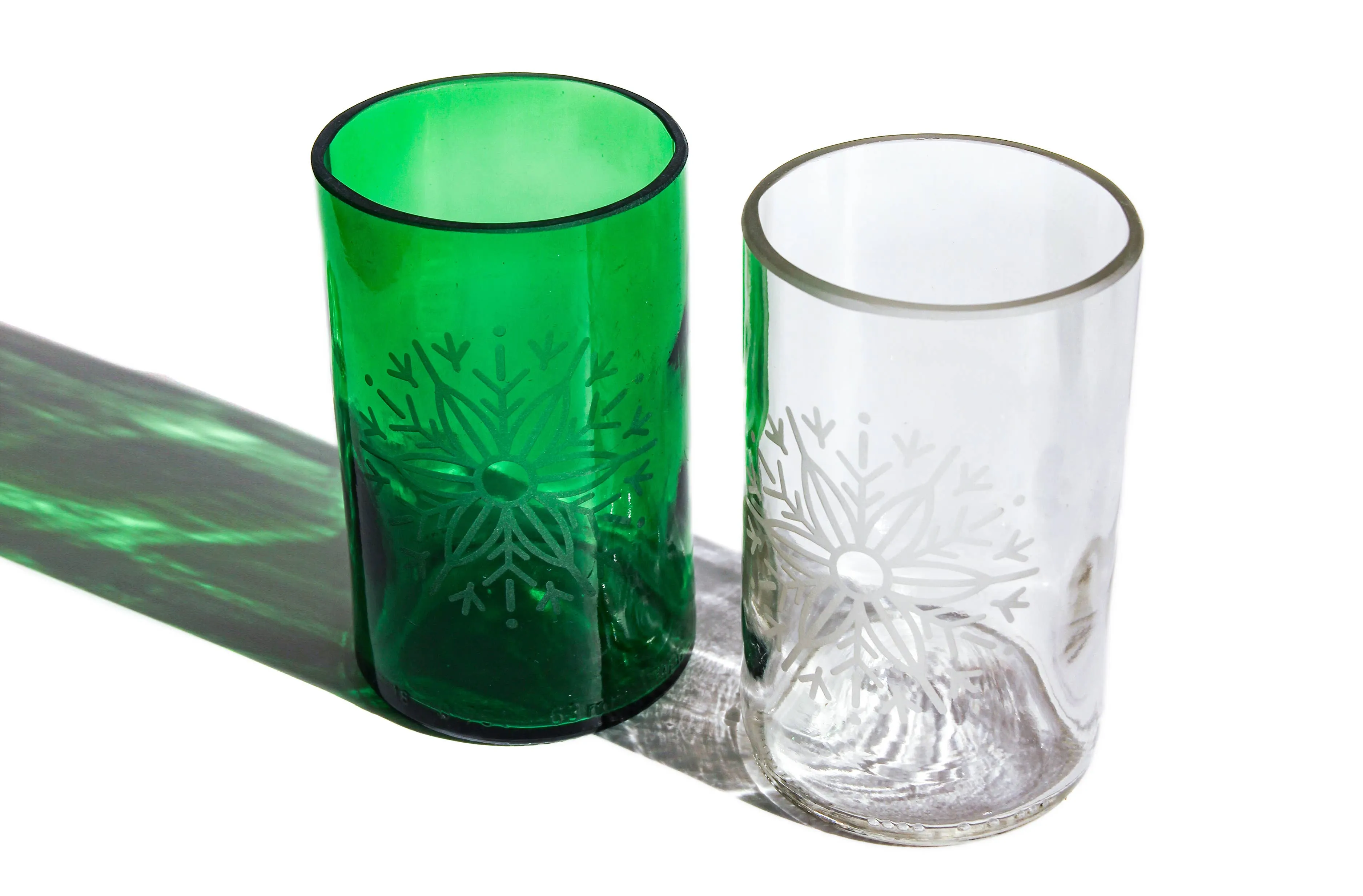 Snowflake Upcycled Drinking Glasses 2 Pack - 12 Ounces