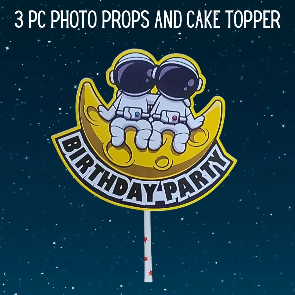 Space Theme Happy Birthday Banner & Decoration for Birthday Party (18 Pieces)