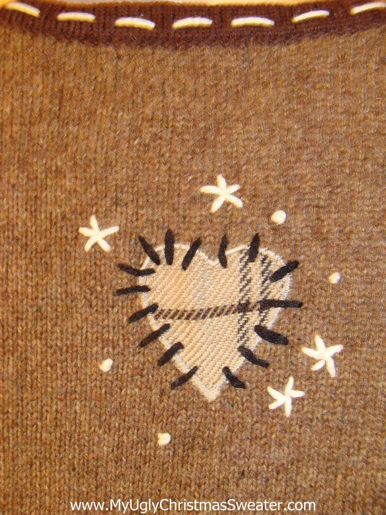 Tacky Ugly Christmas Sweater Vest Crafty Plaids and Stitching with Snowmen (f405)