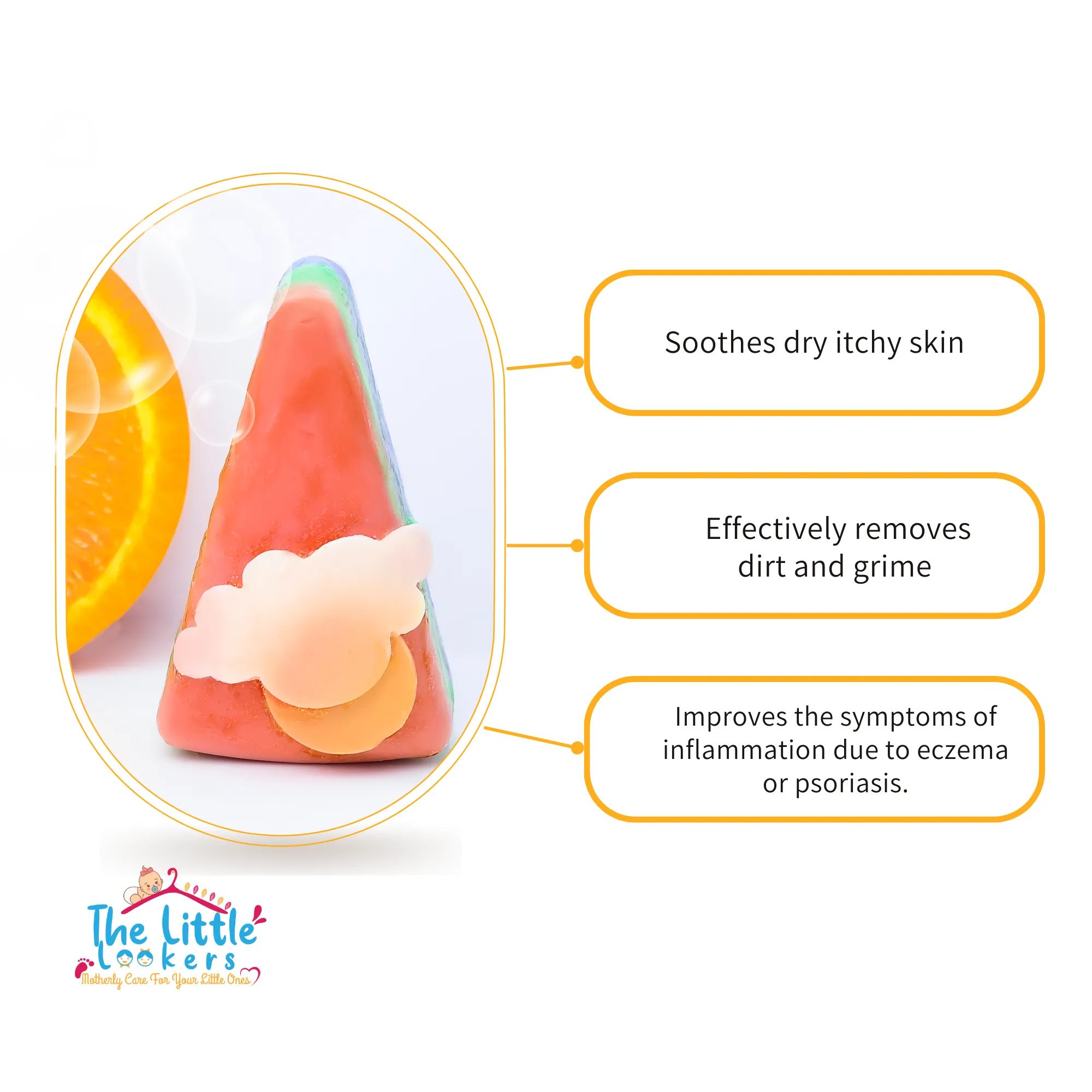 The Little Lookers Dessert Rainbow Soap| Handmade with love/ Handcrafted & Hand cut| Kids/ Baby friendly Organic Soap for All skin with cloud and sun details