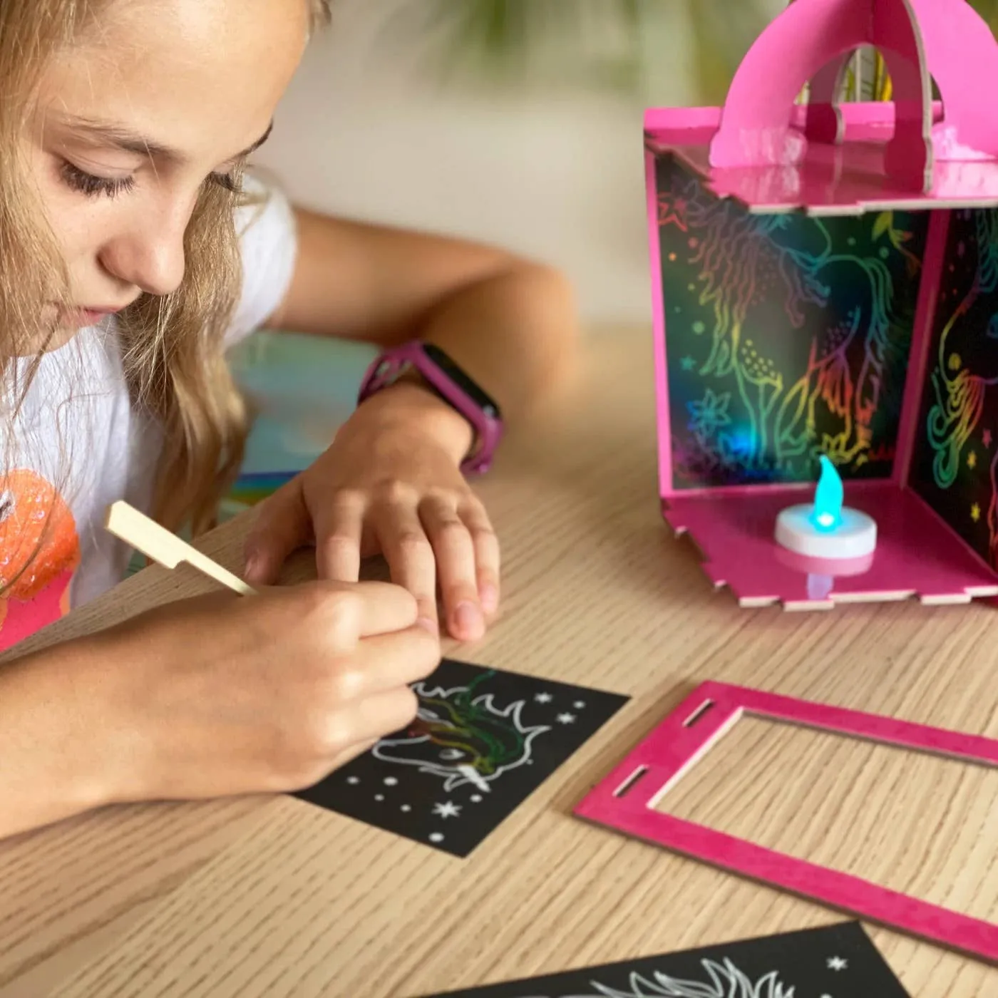 Totally Twilight Unicorn Lantern Scratch Art Set