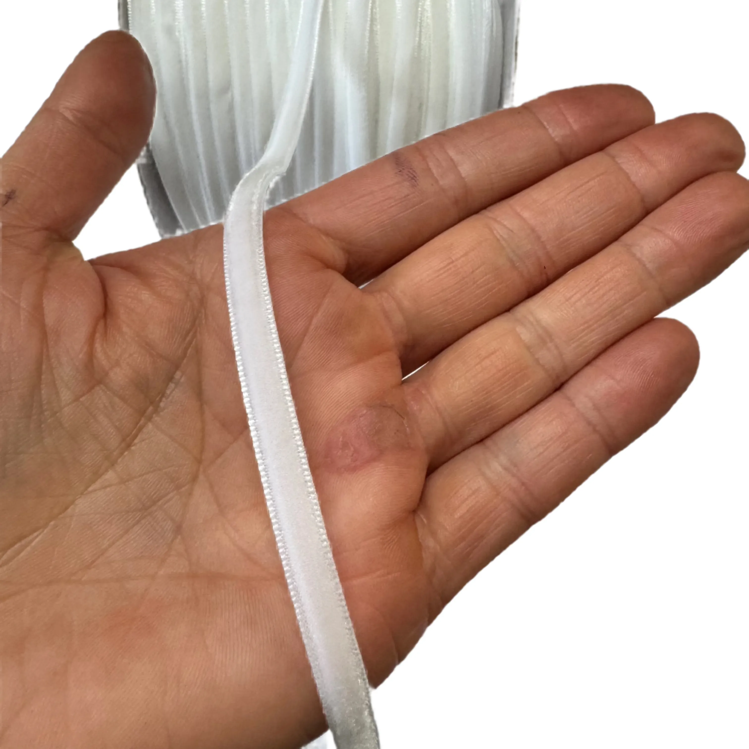 Velvet Single Face 6mm Soft Ribbon per 10 mtrs - White