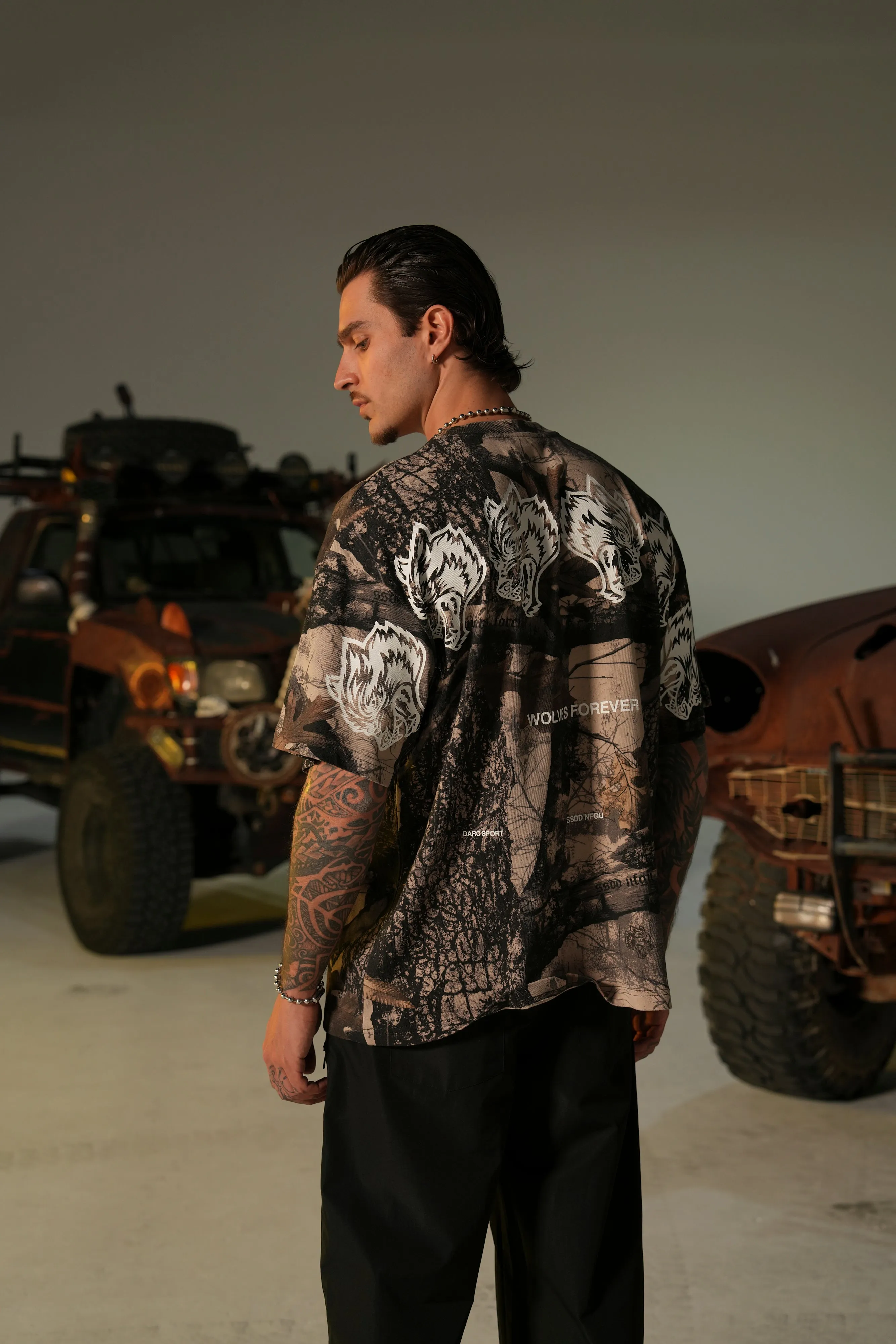 Wolves Have Your Back "Premium" Oversized Tee in Clay Woodland Camo