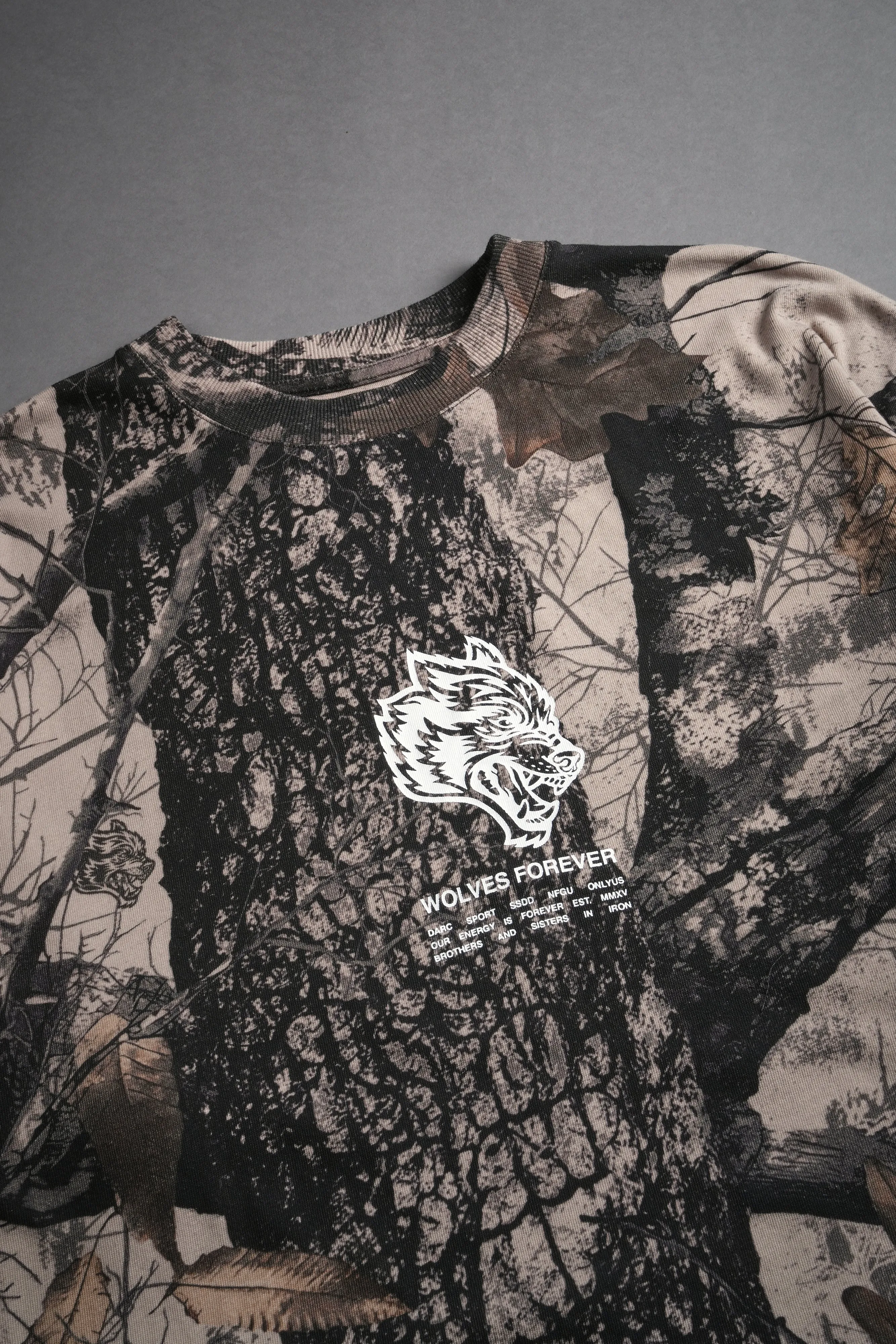 Wolves Have Your Back "Premium" Oversized Tee in Clay Woodland Camo