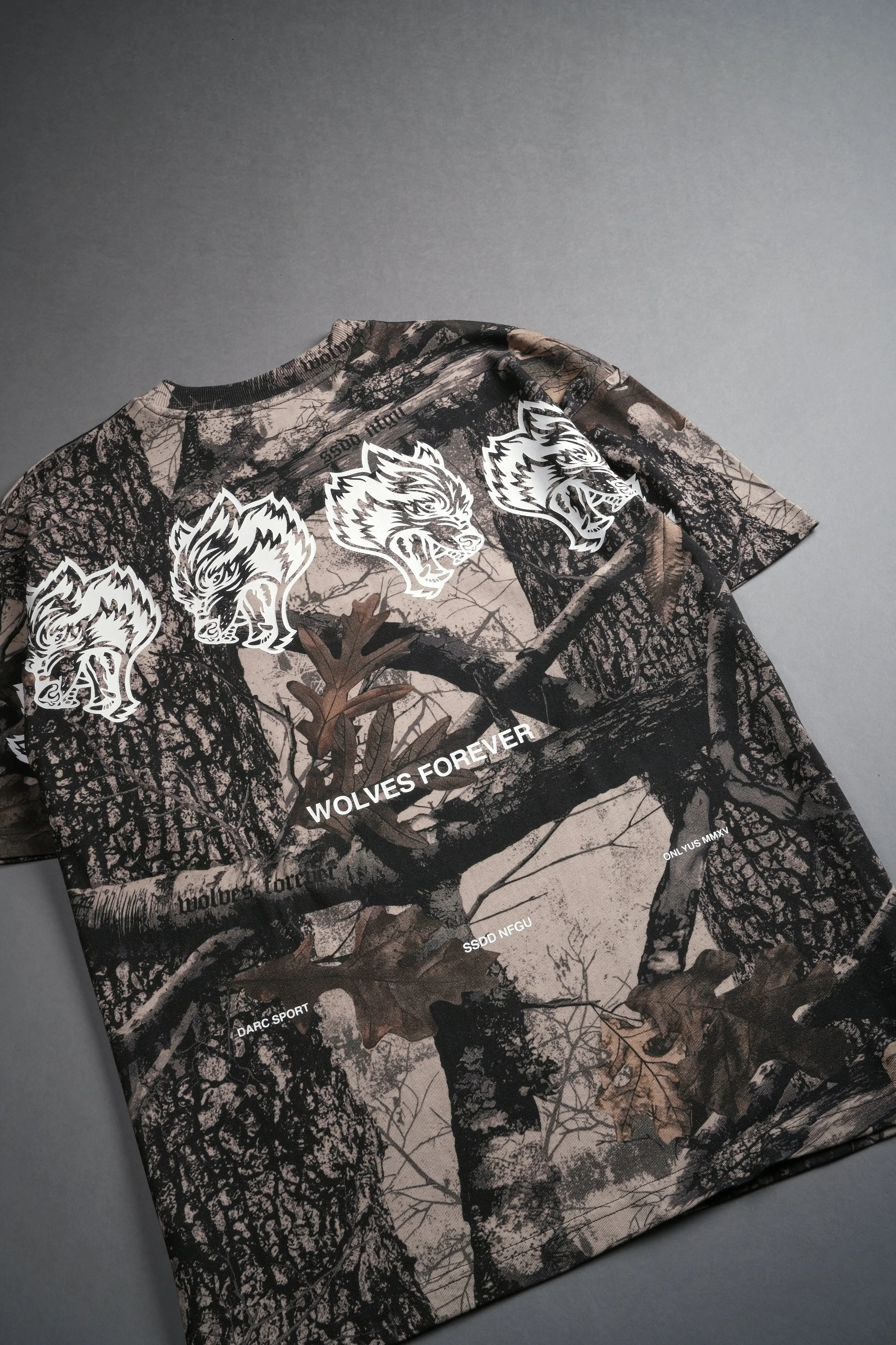 Wolves Have Your Back "Premium" Oversized Tee in Clay Woodland Camo