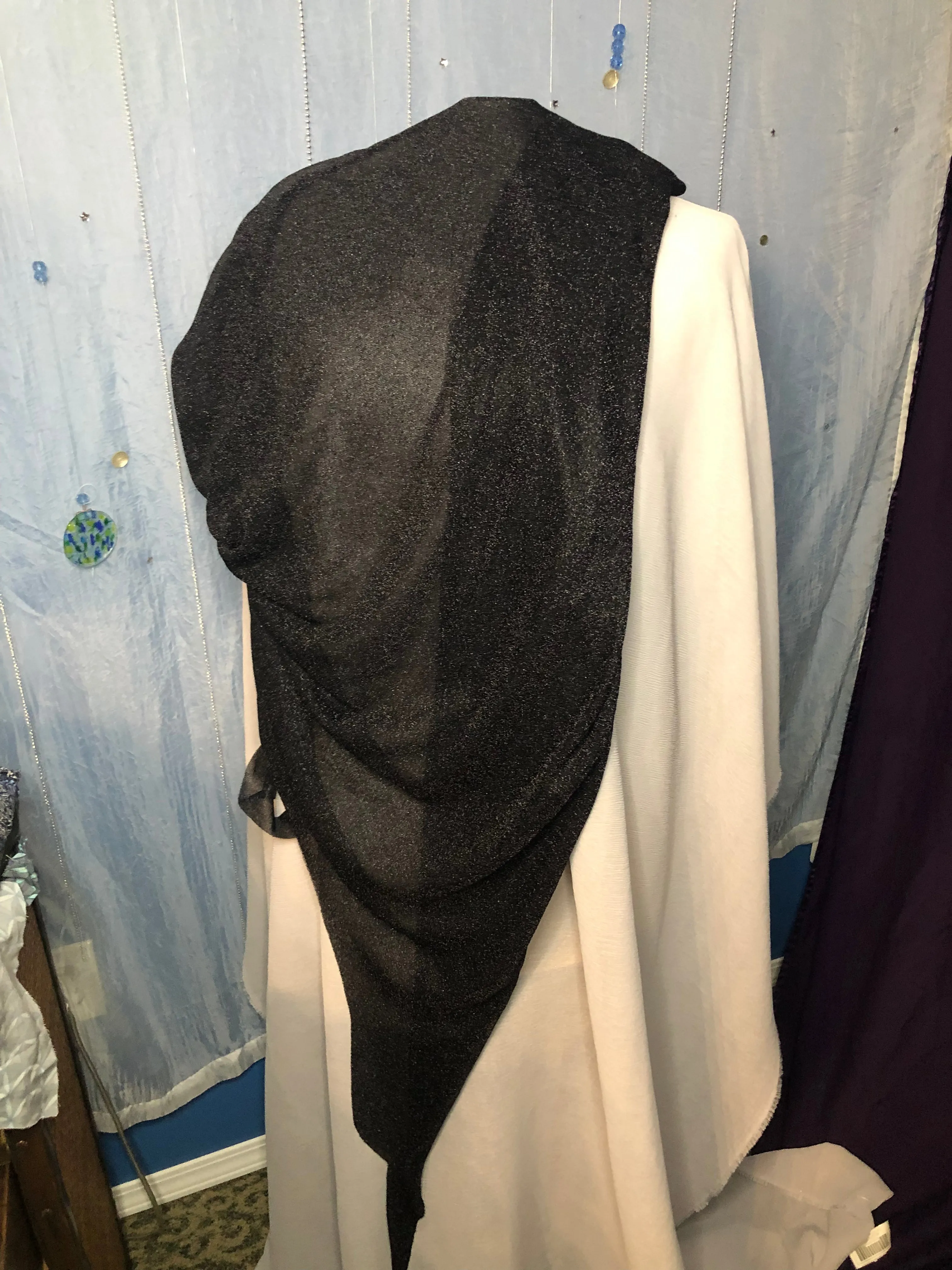 ZSparkly Back on Black Sparkle Crepe Jersey Scarf